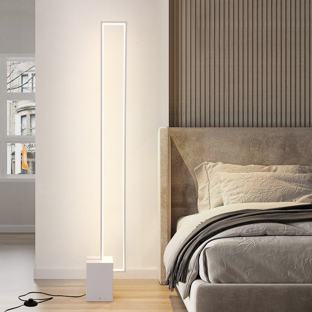 Minimalist Sand Black Floor Lamp Quadriboid Base Square Light Body - Hearth & Lume