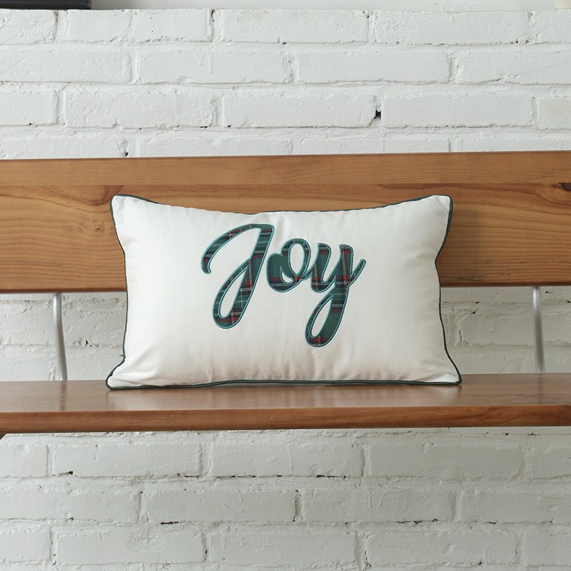 Polyester - cotton Canvas Christmas Green Plaid Pillow Cover - Hearth & Lume