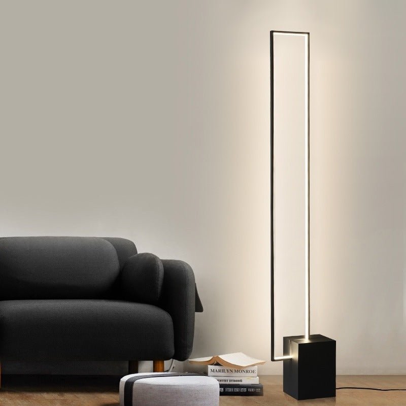 Minimalist Sand Black Floor Lamp Quadriboid Base Square Light Body - Hearth & Lume