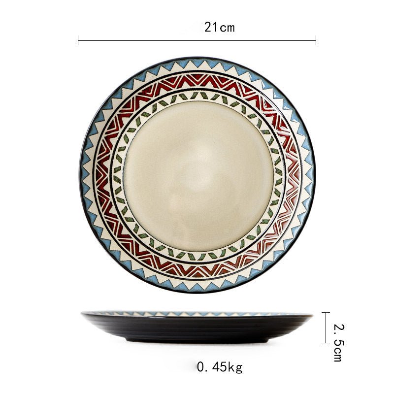 Ceramic Plate Flat Plate Creative Dish Plate Japanese Vintage Tableware - Hearth & Lume