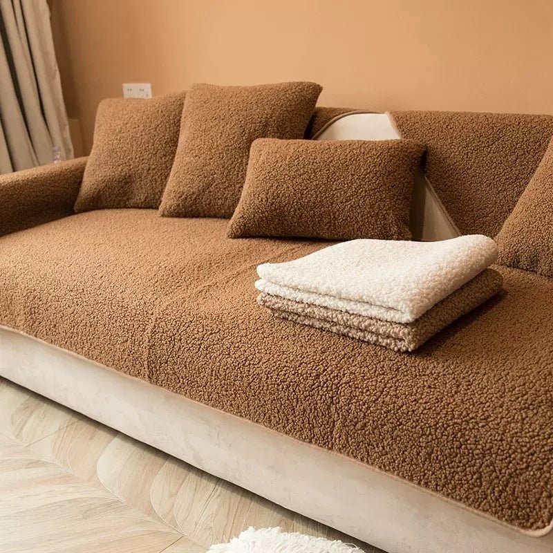 All - season Thickened Fabric Plush Sofa Cover - Hearth & Lume