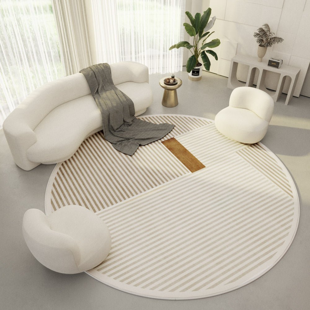 Round Living Room Carpet Ring Velvet Modern Simple Cream Color Porch Bedroom - Hearth & Lume