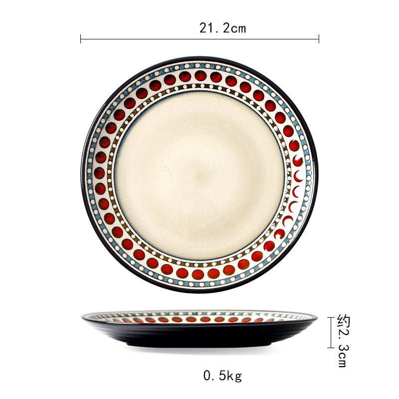 Ceramic Plate Flat Plate Creative Dish Plate Japanese Vintage Tableware - Hearth & Lume