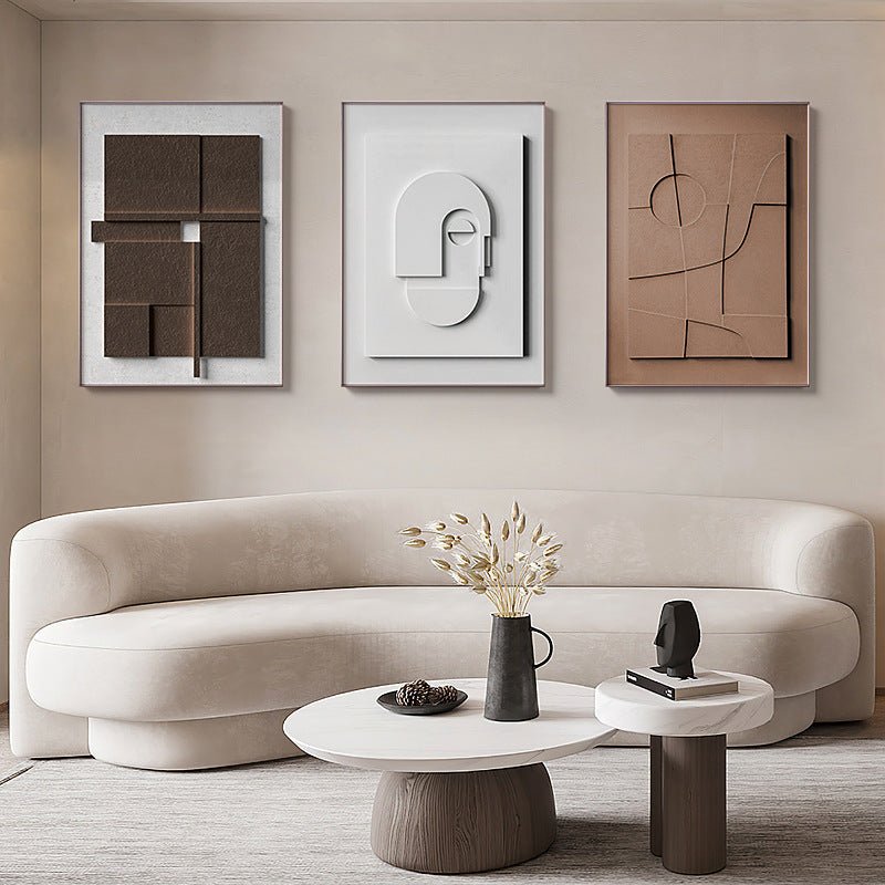 Three - dimensional Abstract Silent Style Geometric Morandi Hanging Painting - Hearth & Lume