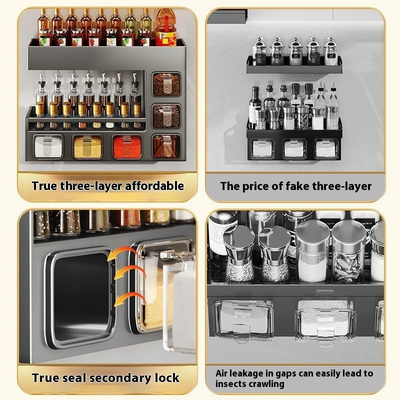Q3Y Jiabangshou Kitchen Storage Rack Seasoning Box Multi - functional Bottle & Can Home Combination Set Wall Hanging Storage - Hearth & Lume