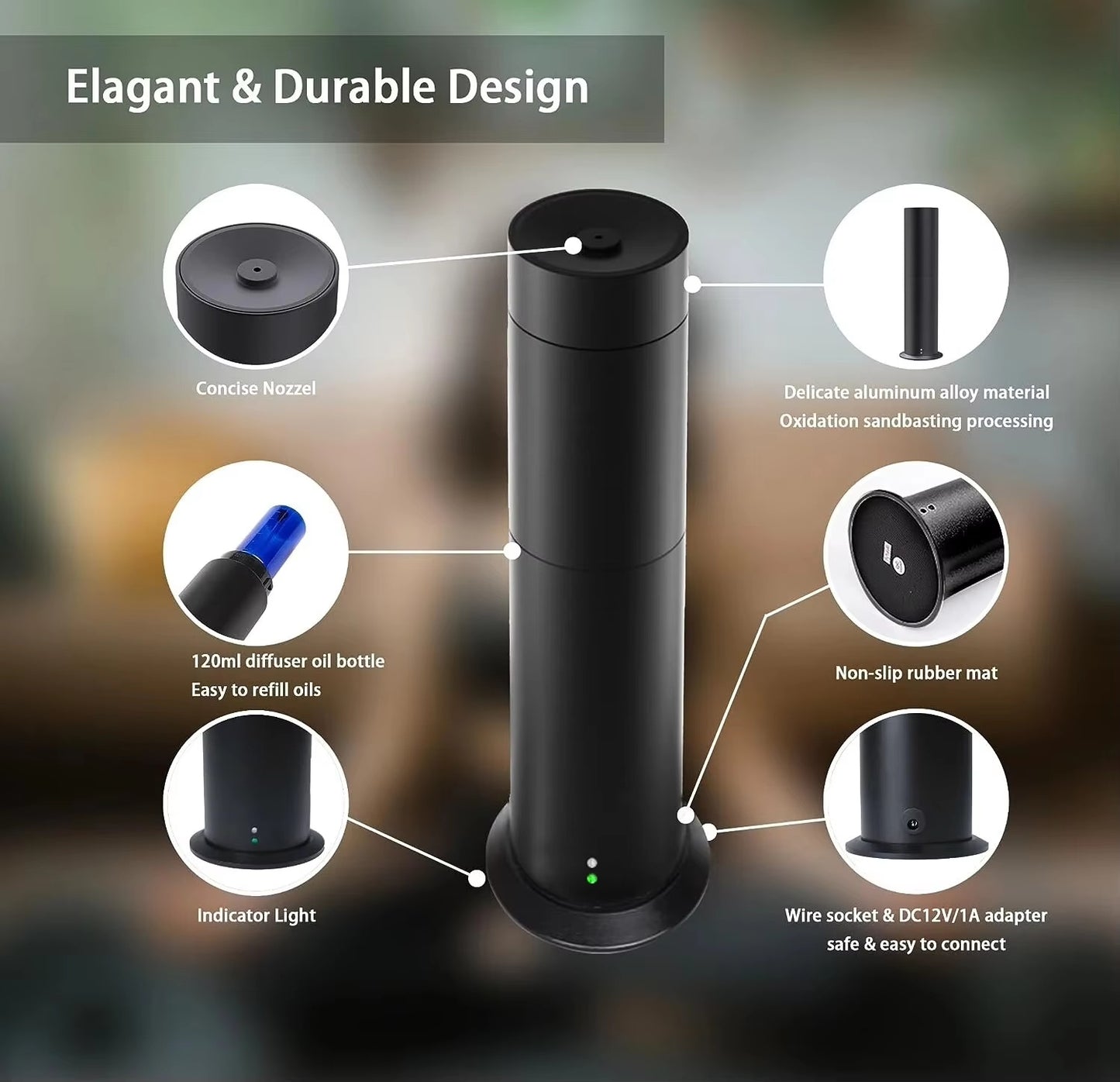 Essential Oil Scent Diffuser Bluetooth App Controlled Fragrance Diffuser 120ml Aluminum Smart Scent Diffuser For Home