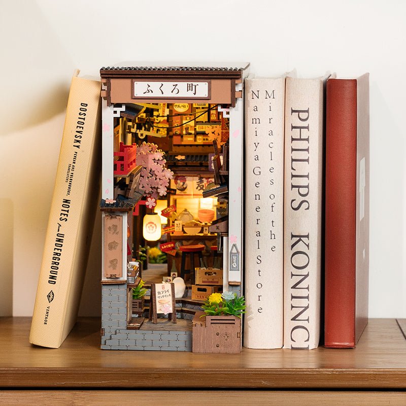 ROBOTIME DIY Book Nook Kit - Sakura Wine Alley With LED Lights - Hearth & Lume