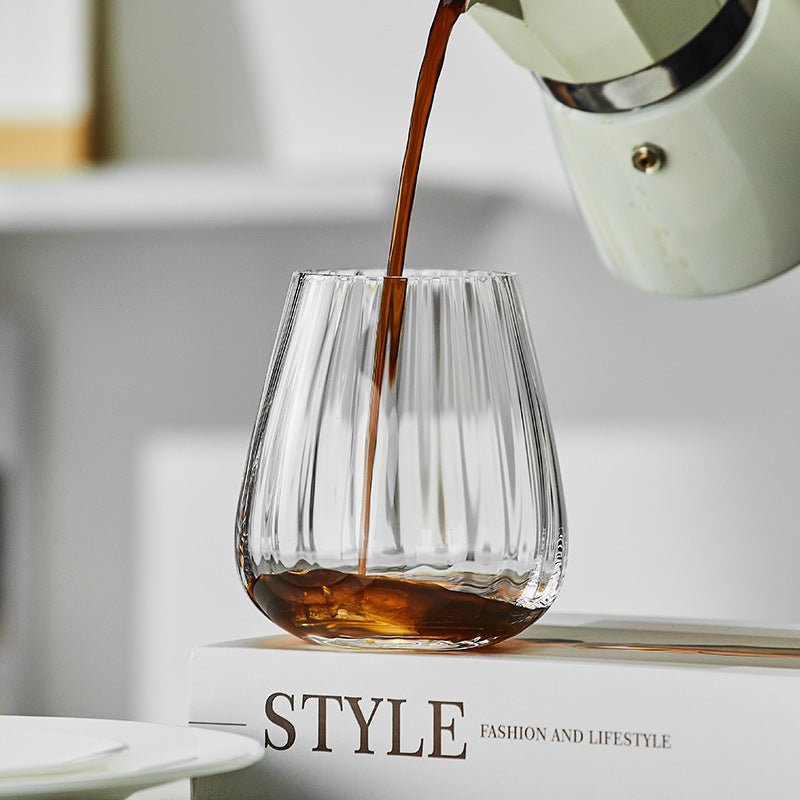 Vertical Stripe Crystal Glass Latte Iced Coffee Cup - Hearth & Lume