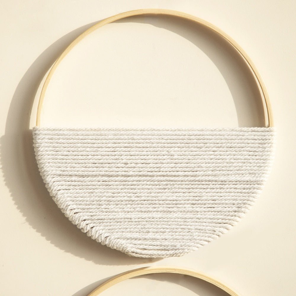 Bohemian Two Tone Bamboo Ring Hand Woven Wall Hanging - Hearth & Lume