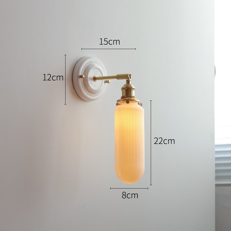 Ceramic Nordic Bedroom Bedside Full Copper Wall Lamp - Hearth & Lume