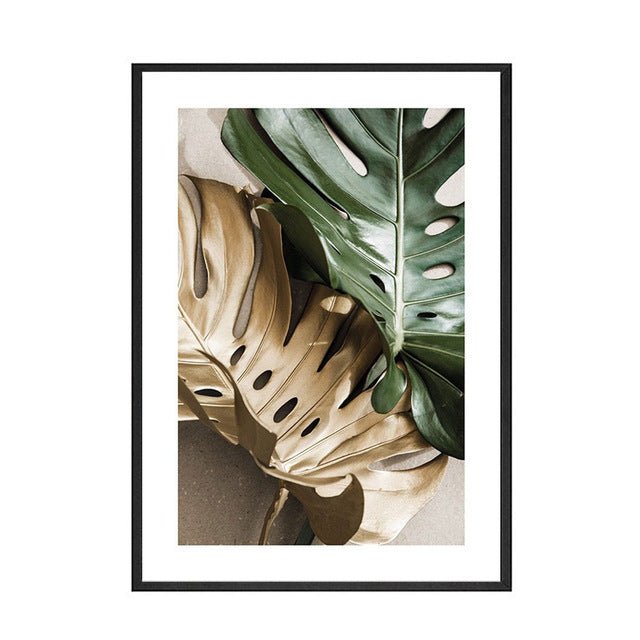 Green And Gold Leaves Nature Poster And Living Room Decor Printed Wall - Hearth & Lume