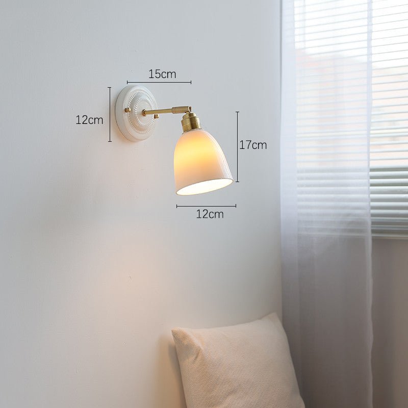 Ceramic Nordic Bedroom Bedside Full Copper Wall Lamp - Hearth & Lume