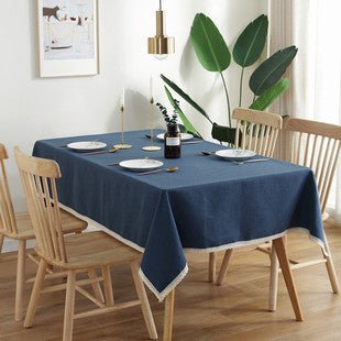 Waterproof Tablecloth Mediterranean Style Blue Striped Tassel Table Cloth - Hearth & Lume
