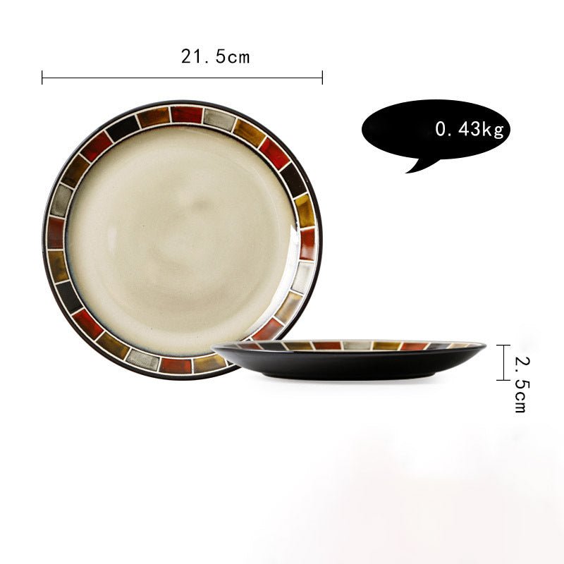 Ceramic Plate Flat Plate Creative Dish Plate Japanese Vintage Tableware - Hearth & Lume