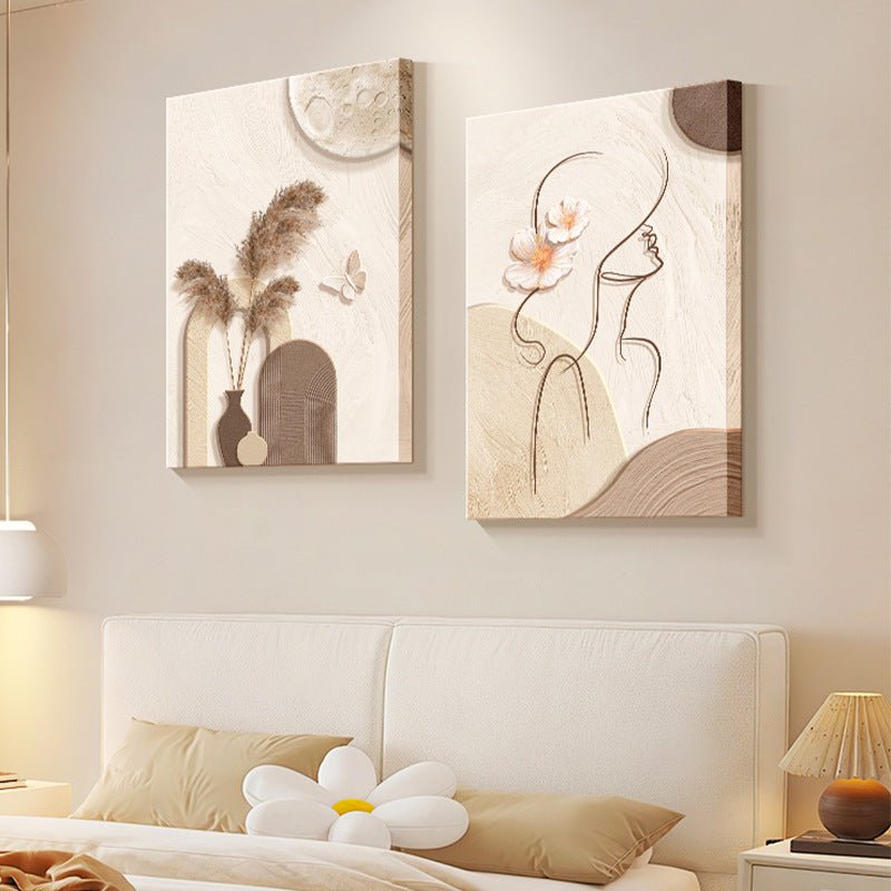 Decorative Painting Cream Style Abstract Line Character Mural - Hearth & Lume