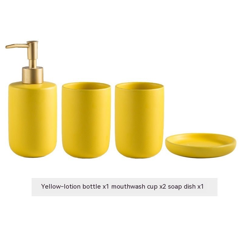 Solid Color Ceramic Bathroom Four - piece Set - Hearth & Lume