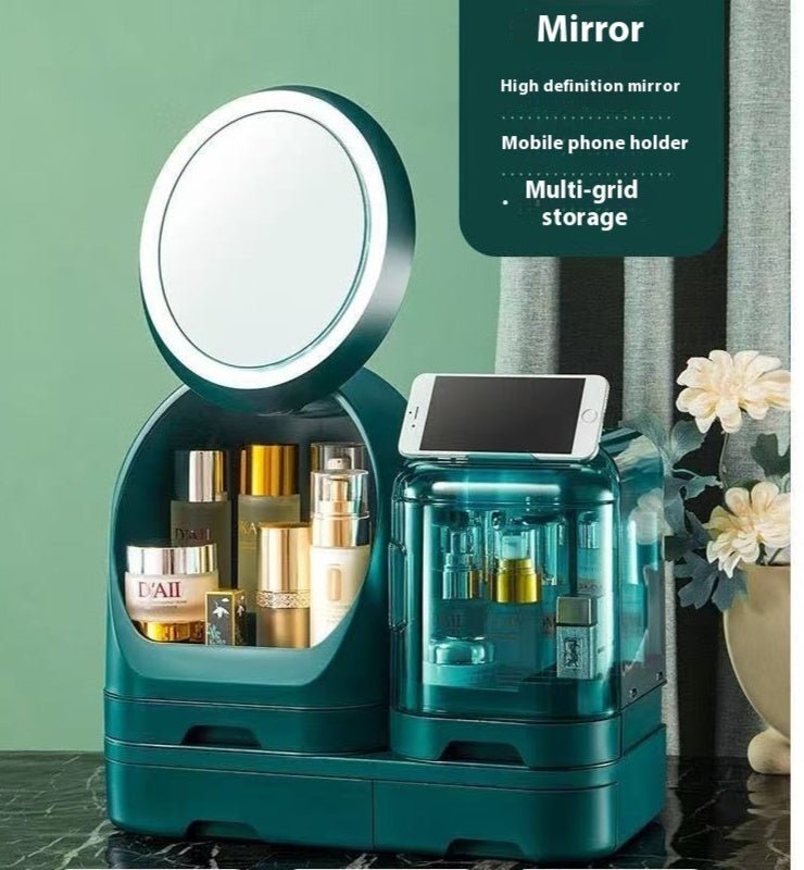 Practical High - end Cosmetics With Light Storage Box With Mirror - Hearth & Lume