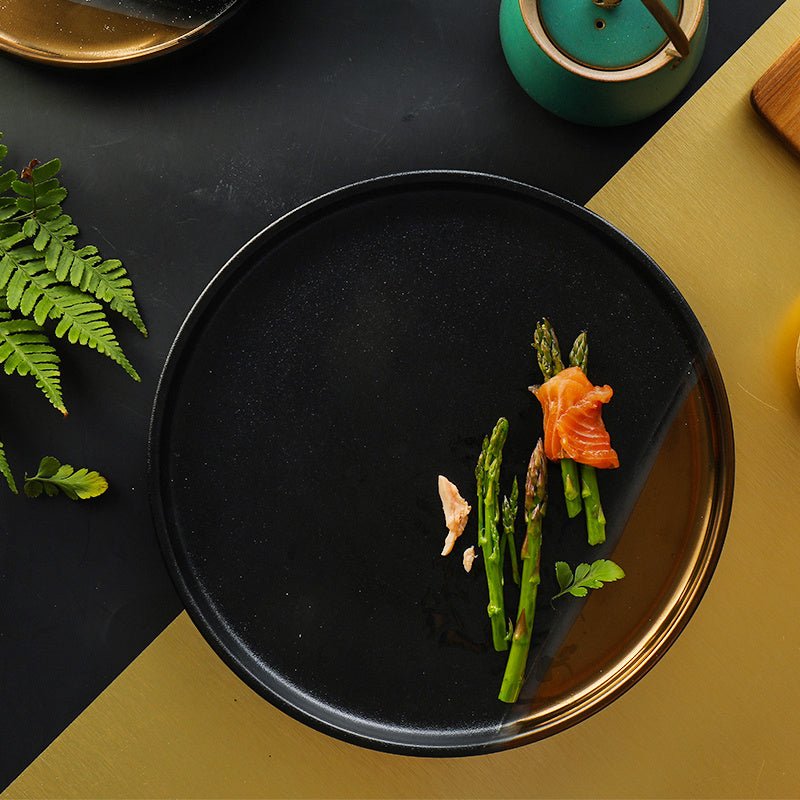 Creative Black Gold Ceramic Plate Household Dishes - Hearth & Lume