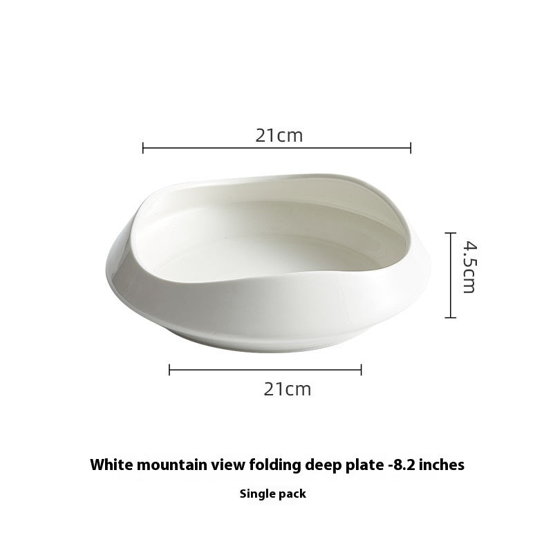 White Porcelain Tableware Guanshan Plate Household Ceramic Dishes - Hearth & Lume