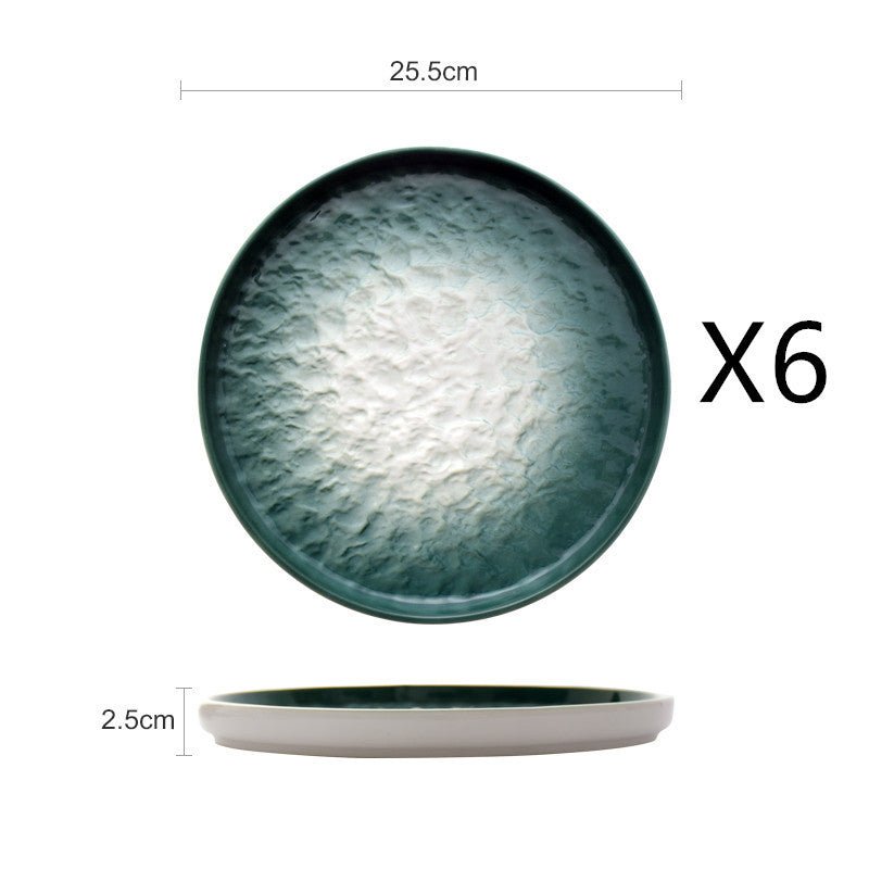 Gradient Emerald Steak Plate Stone Pattern Pasta Plate Western Plate Round Plate Restaurant Home - Hearth & Lume
