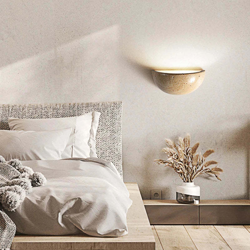 Retro Yellow Cave Stone Semicircle Corridor Wall Lamp - Hearth & Lume