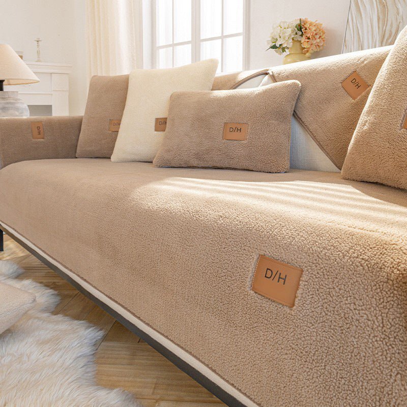Thickened Fleece Non - slip Lambswool Sofa Cushion - Hearth & Lume