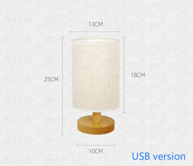 Simple and modern Nordic bedroom bedside lamp wooden dimmable LED warm light - Hearth & Lume