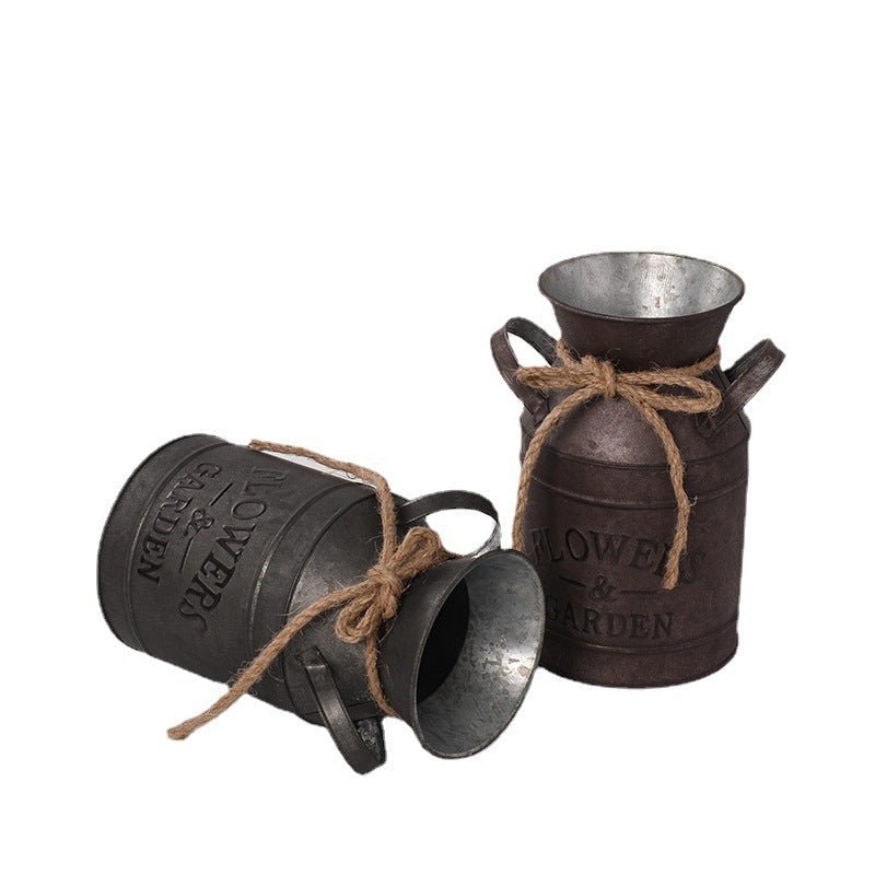 Retro Distressed Iron Sheet Creative Decoration Vase - Hearth & Lume