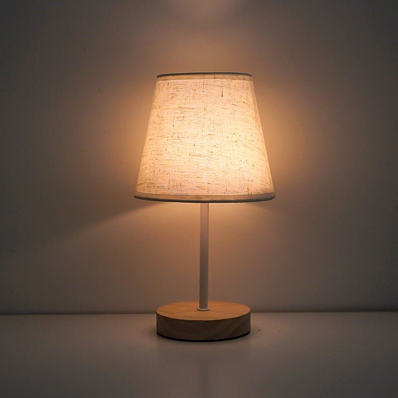 Solid Wood Fabric Iron Lamp Bedroom Bedside Lamp - Hearth & Lume