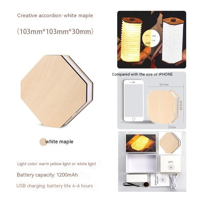 Creative Gift Led Portable Retro Lamp Usb Rechargeable Wooden Lamp - Hearth & Lume