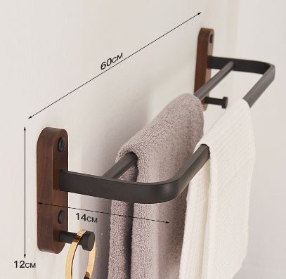 Solid Wood Towel Rack Perforation - free Bathroom Shelving - Hearth & Lume
