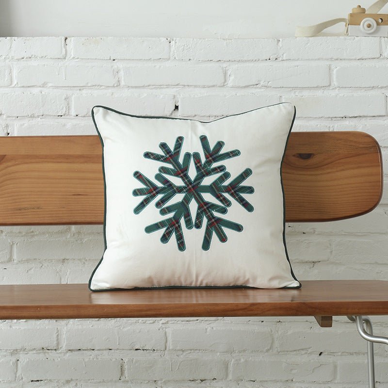 Polyester - cotton Canvas Christmas Green Plaid Pillow Cover - Hearth & Lume