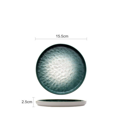 Gradient Emerald Steak Plate Stone Pattern Pasta Plate Western Plate Round Plate Restaurant Home - Hearth & Lume