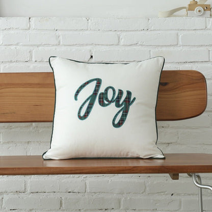 Polyester - cotton Canvas Christmas Green Plaid Pillow Cover - Hearth & Lume