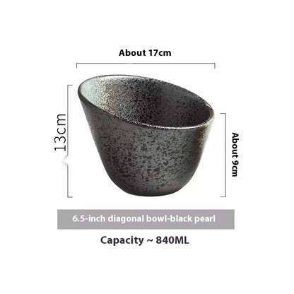 Household Salad Fruit Retro Creative Ceramic Oblique Bowl - Hearth & Lume