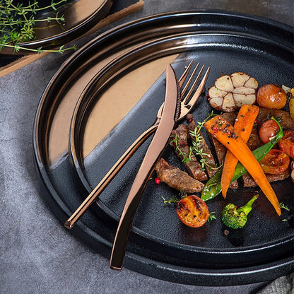 Creative Black Gold Ceramic Plate Household Dishes - Hearth & Lume