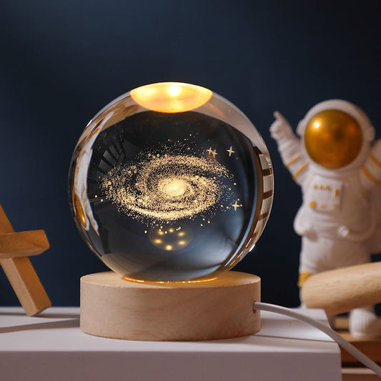 3D Crystal Ball Night Light Solar System Cosmic Theme LED Decoration Light - Hearth & Lume
