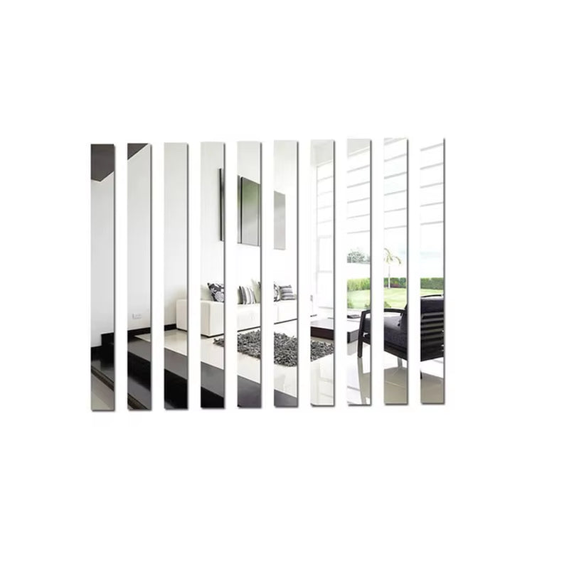 10Pcs Mirror Strips 3D Wall Stickers for Living Room Self Adhesive Acrylic Wall Stickers Room Decoration Waist Line Home Decor
