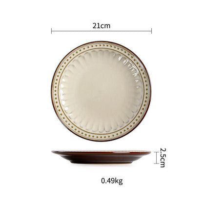 Ceramic Plate Flat Plate Creative Dish Plate Japanese Vintage Tableware - Hearth & Lume