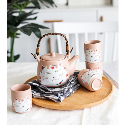 Creative Hand - painted Lucky Cat Ceramic Tea Set - Hearth & Lume