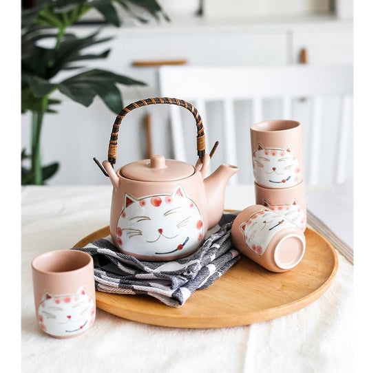 Creative Hand - painted Lucky Cat Ceramic Tea Set - Hearth & Lume