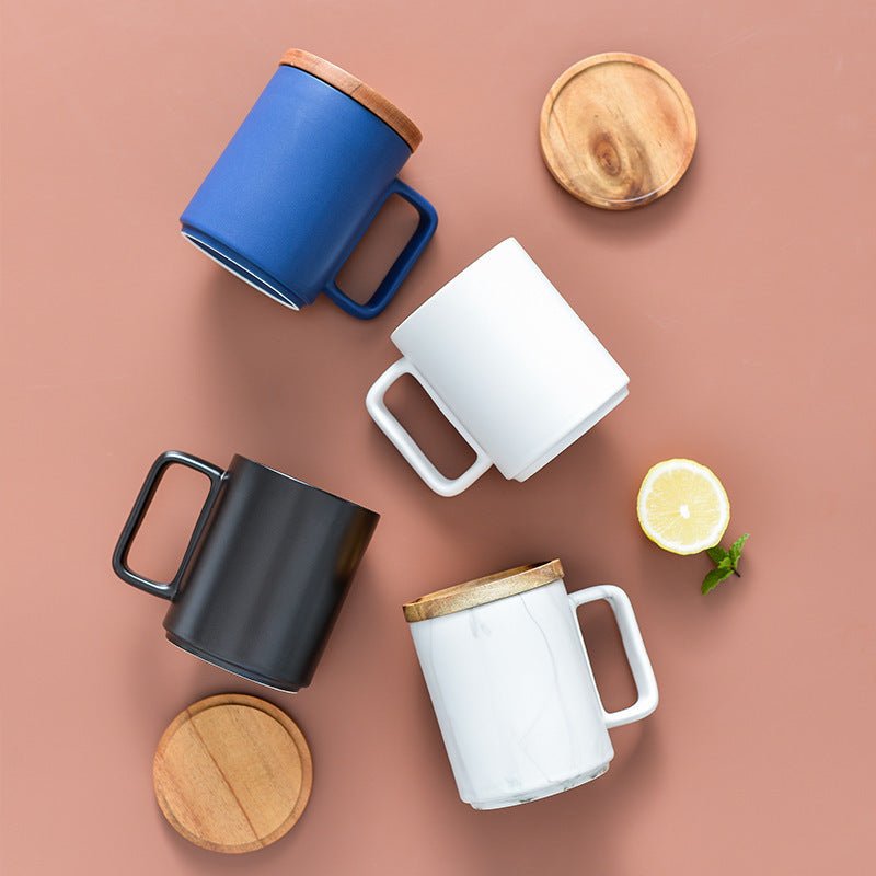 Marble Coffee Cup Vintage Ceramic Mug With Lid Mug - Hearth & Lume