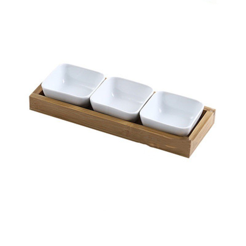 Japan Style Ceramic Fruits Plates with Bamboo Serving Tray - Hearth & Lume