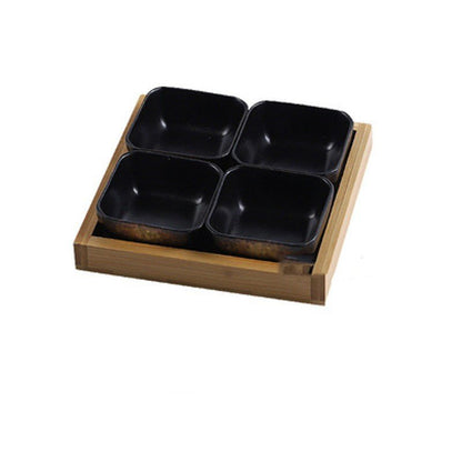 Japan Style Ceramic Fruits Plates with Bamboo Serving Tray - Hearth & Lume