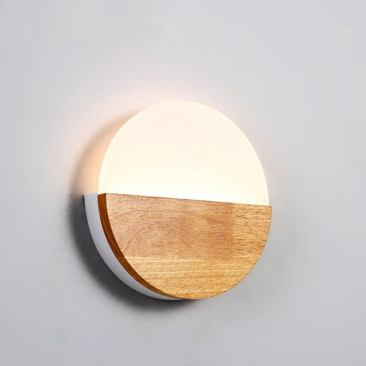 Wooden LED Wall Lamp Simple Modern Living Room Study Bedroom Bedside Lamp - Hearth & Lume