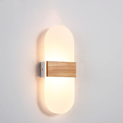 Wooden LED Wall Lamp Simple Modern Living Room Study Bedroom Bedside Lamp - Hearth & Lume