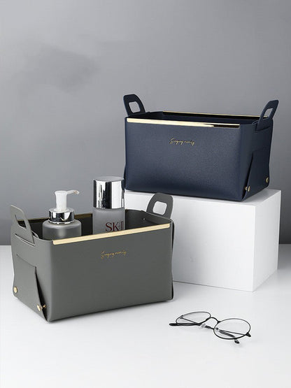 Nordic Desktop PU Leather Large Storage Box Folding - Hearth & Lume