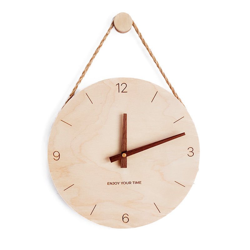 Wooden Sling Creative Wall Clock Nordic Home Living Room Clock Decoration - Hearth & Lume
