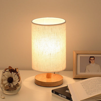 Simple and modern Nordic bedroom bedside lamp wooden dimmable LED warm light - Hearth & Lume
