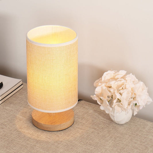 Simple and modern Nordic bedroom bedside lamp wooden dimmable LED warm light - Hearth & Lume